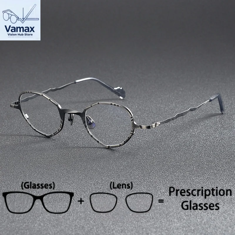 

Fashionable Pure Titanium Prescription Myopia Glasses Women Men Retro Elliptical Anti Fatigue Lenses Street Photography Eyewear