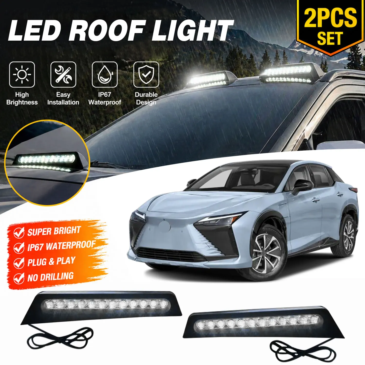 Top Roof LED Light Cap with DRL Fits For 2023 2024 2025 2026 Lexus RZ Roof Lamp