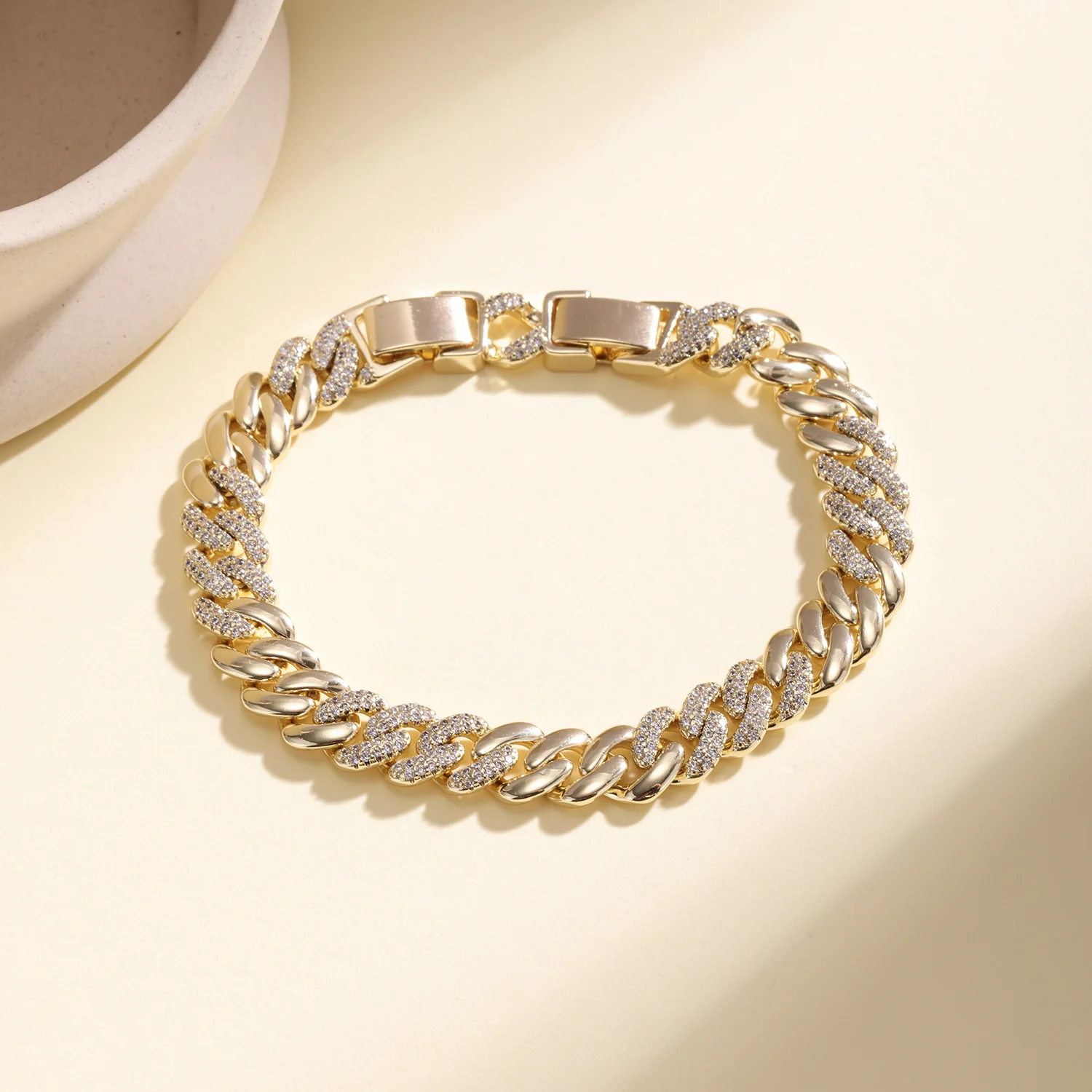 Nidin Neuerscheinung Iced Out Strass Cuban Link Armbänder Hip Hop Bling Kristall Handgelenkschmuck für Frauen Männer Tägliche Party Geschenke – Detail 15