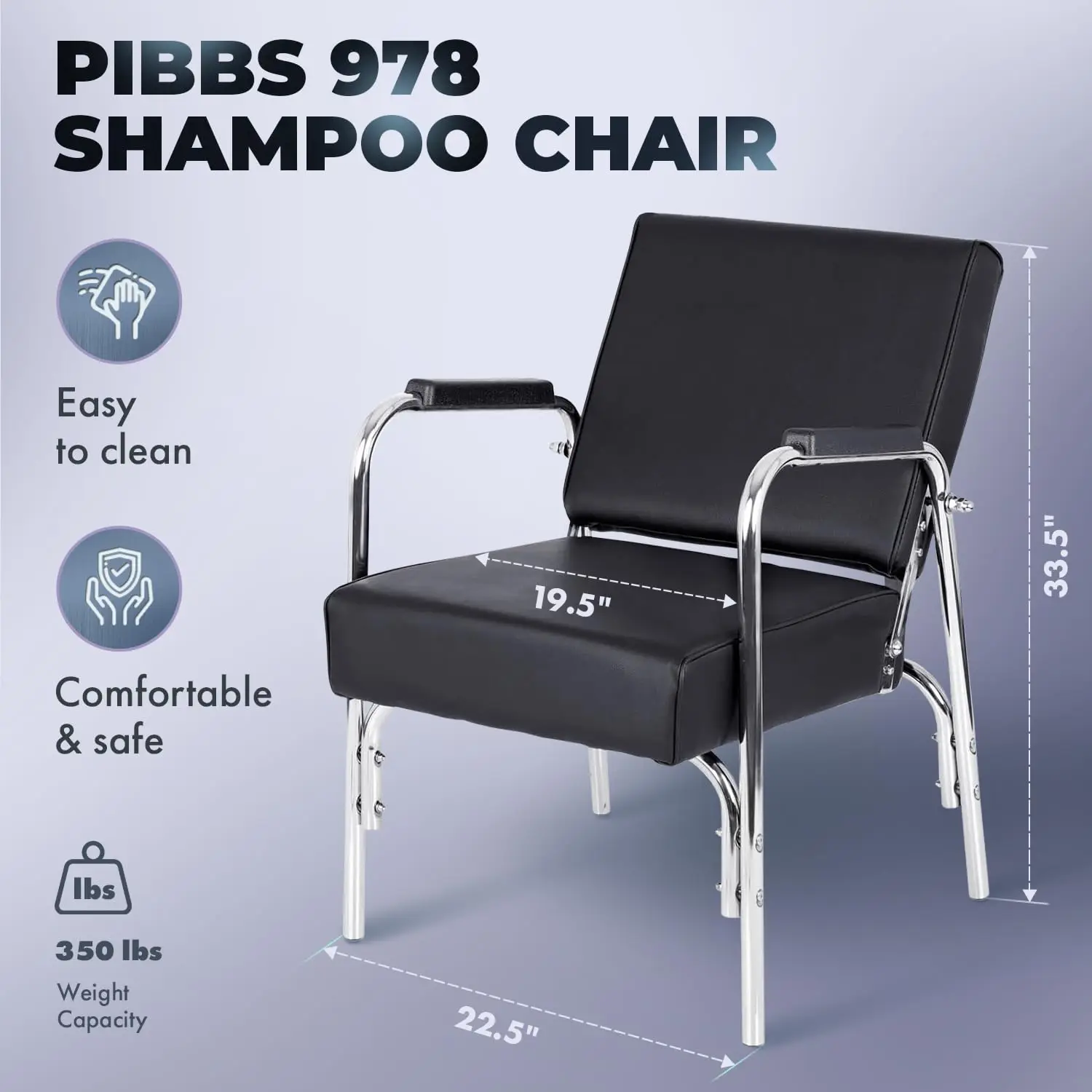 Auto-Recline Shampoo Chair Black Vinyl Chrome Arms