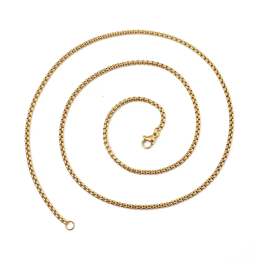 Long Box Chain Stainless Steel Waterproof Necklace Golden Silver Color Women Choker Simple Classical Designer Jewelry Dropship