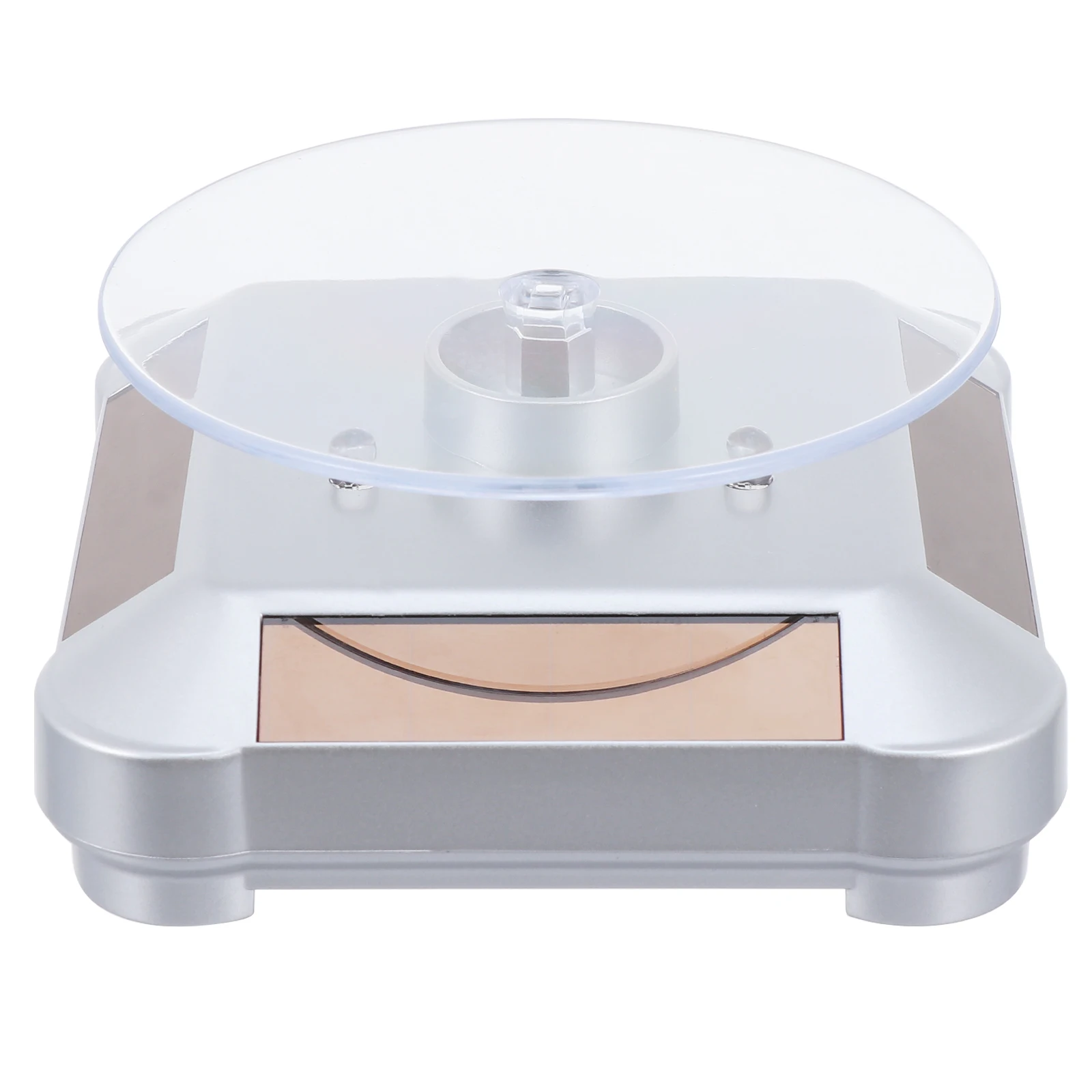 

Solar Rotating Display Stand 360 Degree LED Plastic Jewelry Watch Turntable Case Rack for Home Retail Exhibitions Advertising