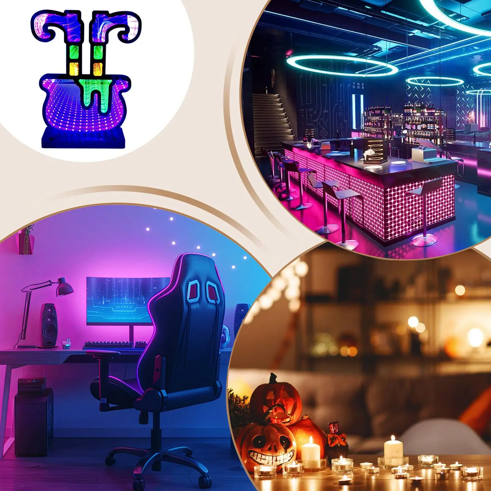 Lampu Malam Halloween LED Lampu Neon Dekoratif Akrilik Lampu Meja Samping Tempat Tidur Dekorasi Halloween Dekorasi Meja untuk Kamar Tidur Bar