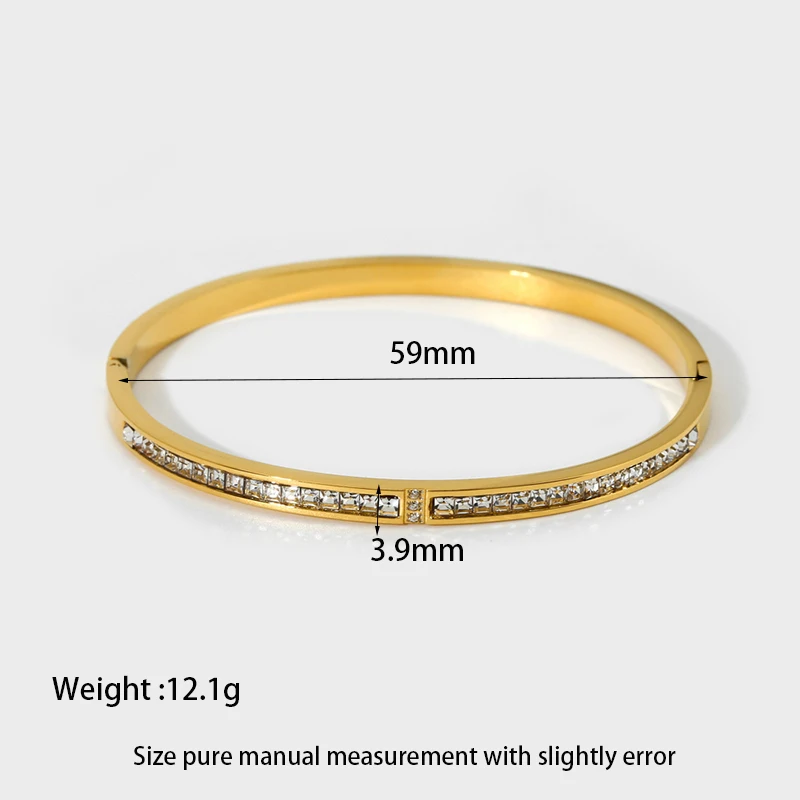 Light luxury Cubic Zirconia Bangles 18K Gold Plated Stainless Steel Stackable Bracelets for Women Fashion Jewelry Gift