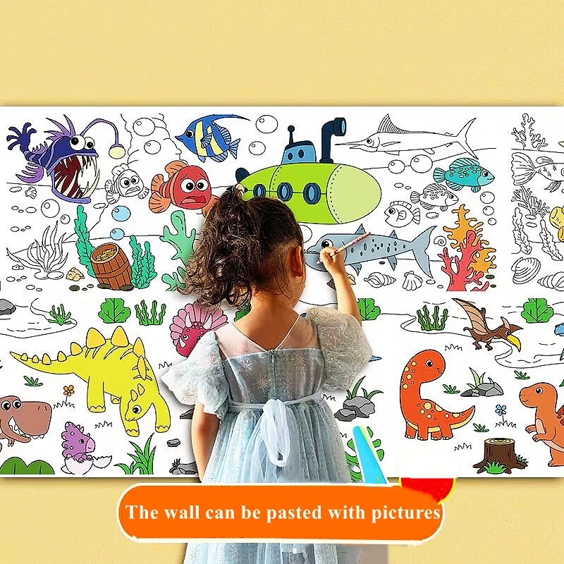 

Бумажная наклейка для рисования, 12 метров, рулон для детского рисования, цветная заполняющая бумага, прокрутка для детского рисования, пустые цветные страницы