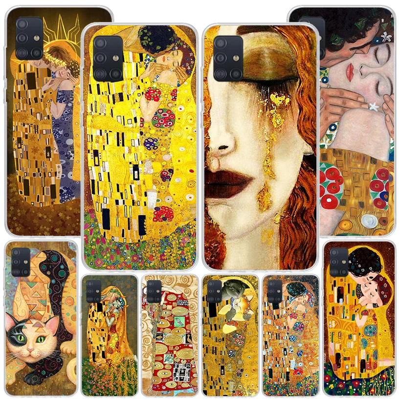 Kiss by Gustav Klimt Desig Phone Case For Samsung Galaxy A51 A41 A31 A21S A11 A01 A71 A50S A40 A30 A20S A10S A6 A7 A8 A9 Print C