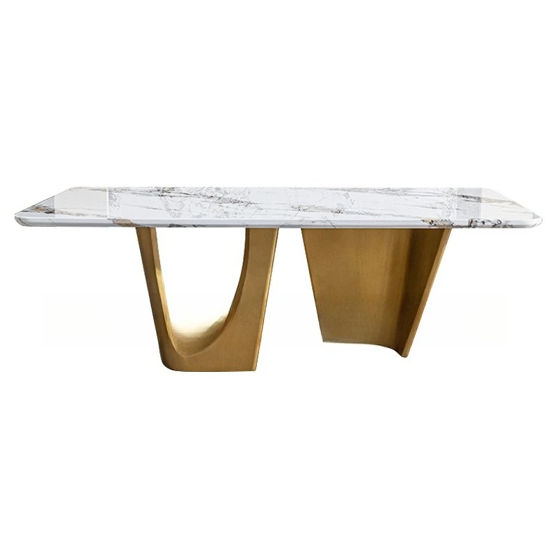 

Marble dining table Modern light luxury dining table High-end Hong Kong dining table and chairs