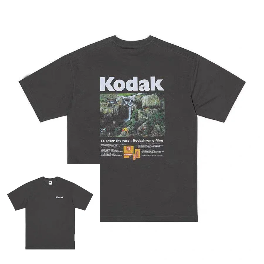 T-shirt d'été pour homme Ko Cheng en coton 100 % avec imprimé film, coupe ample à manches courtes, i