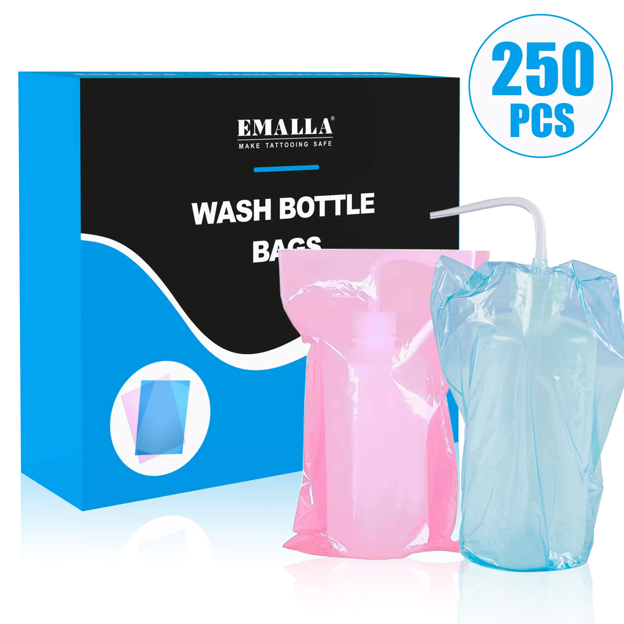 250pcs EMALLA Tattoo Wash Bottle Bags Covers Sleeves Disposable Squeeze Bottle Bag Cover Barrier for Tattoo Bottle Accessories