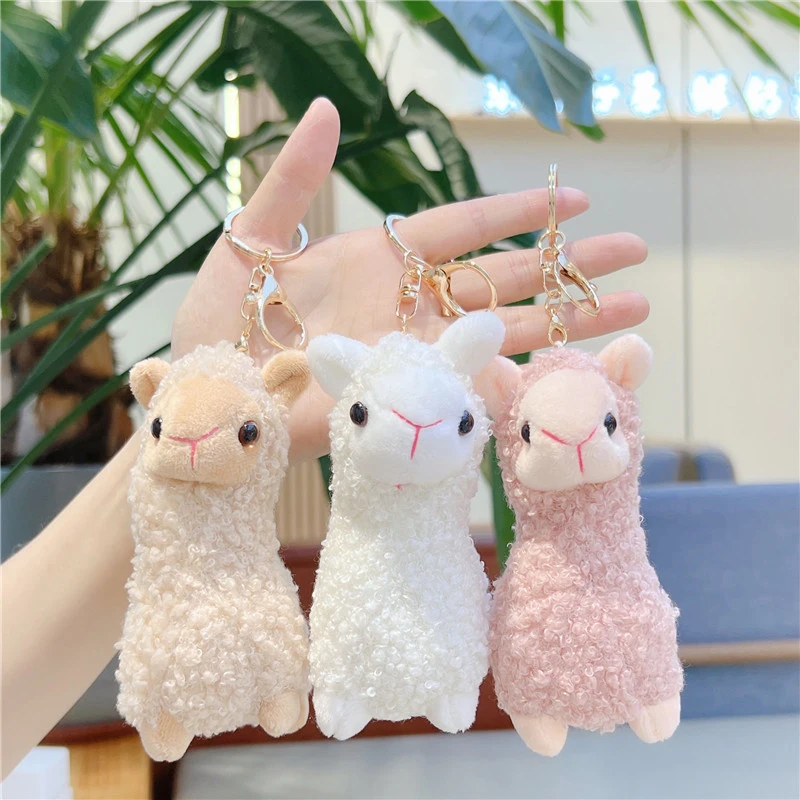 LLavero de peluche de Alpaca de dibujos animados, colgante creativo de muñeca Kawaii, accesorios de decoración de mochila para estudiantes, regalos