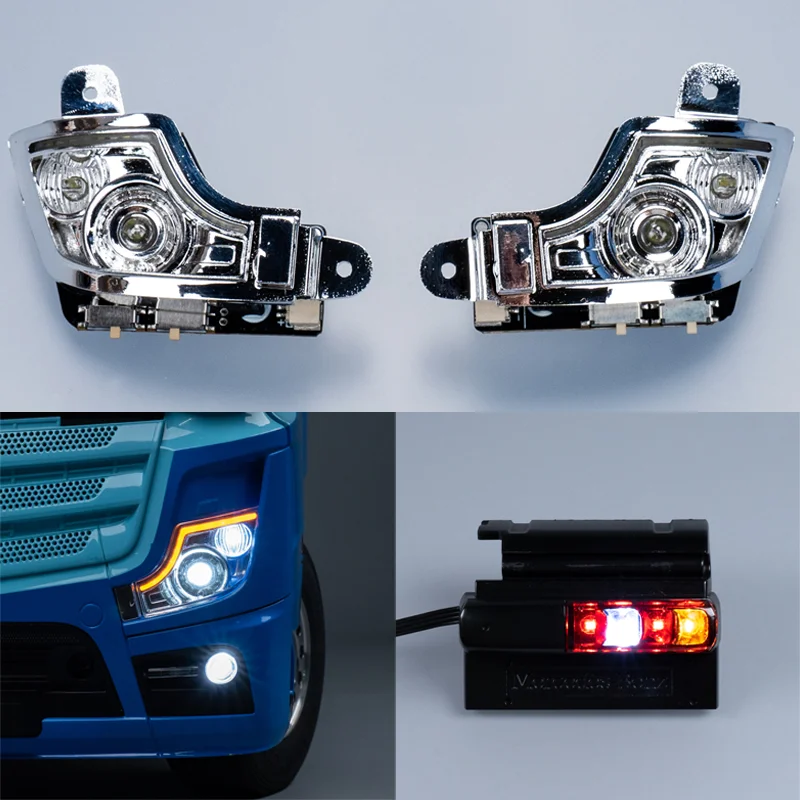 LED 5V Simulation Running Water Headlight Taillight for 1/14 Tamiya RC Truck BENZ ACTROS 3363 1851 Car