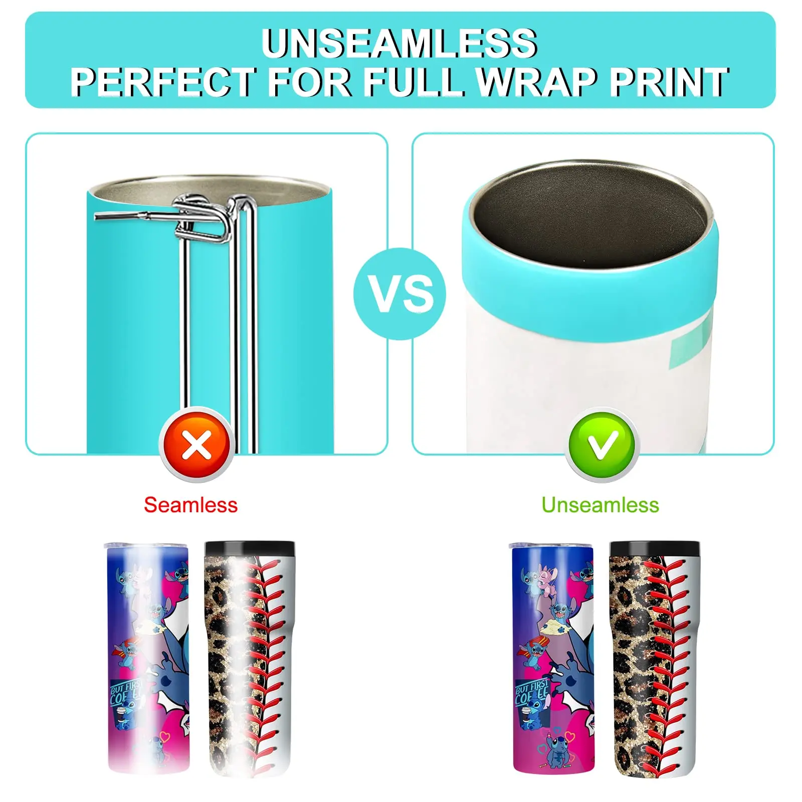 8Pcs/Set Sublimation Bands With Heat Tape Silicone Bands For Sublimation Tumbler Silicone Bands Kit Sublimation Blanks Tumbler