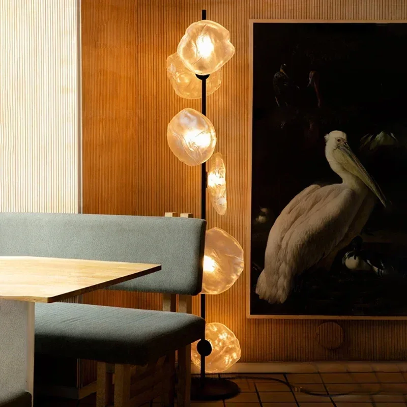 

Nordic Creative Glass LED Floor Lamp Modern Living Room Villa Designer Sofa Standing Light Bedroom Study Reading Desk Lamp Decor
