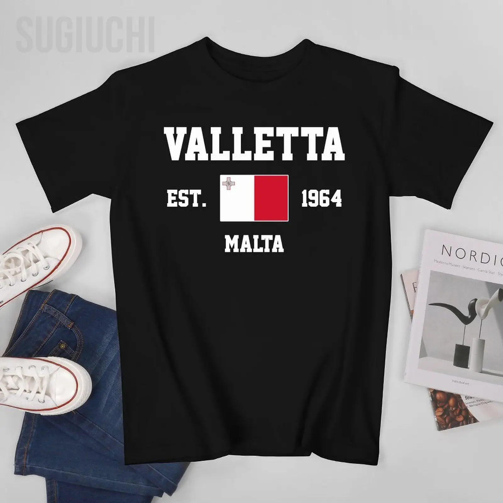 Patriotic Flag Malta EST.1964 Valletta Men Tshirt Tees T-Shirt O-neck T Shirts Women Boys Clothing 100% Cotton