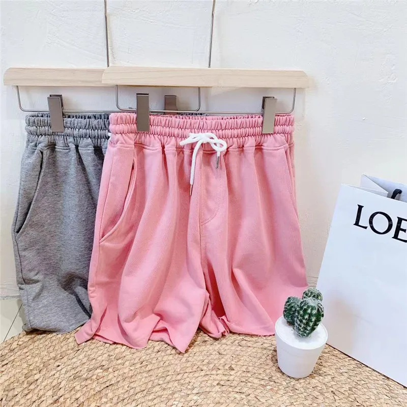 

Casual Loose Women's Short Pants Summer Thin High Waist Wide Leg Pink Sporty Trousers Comfortable Breathable Cotton Korean Style