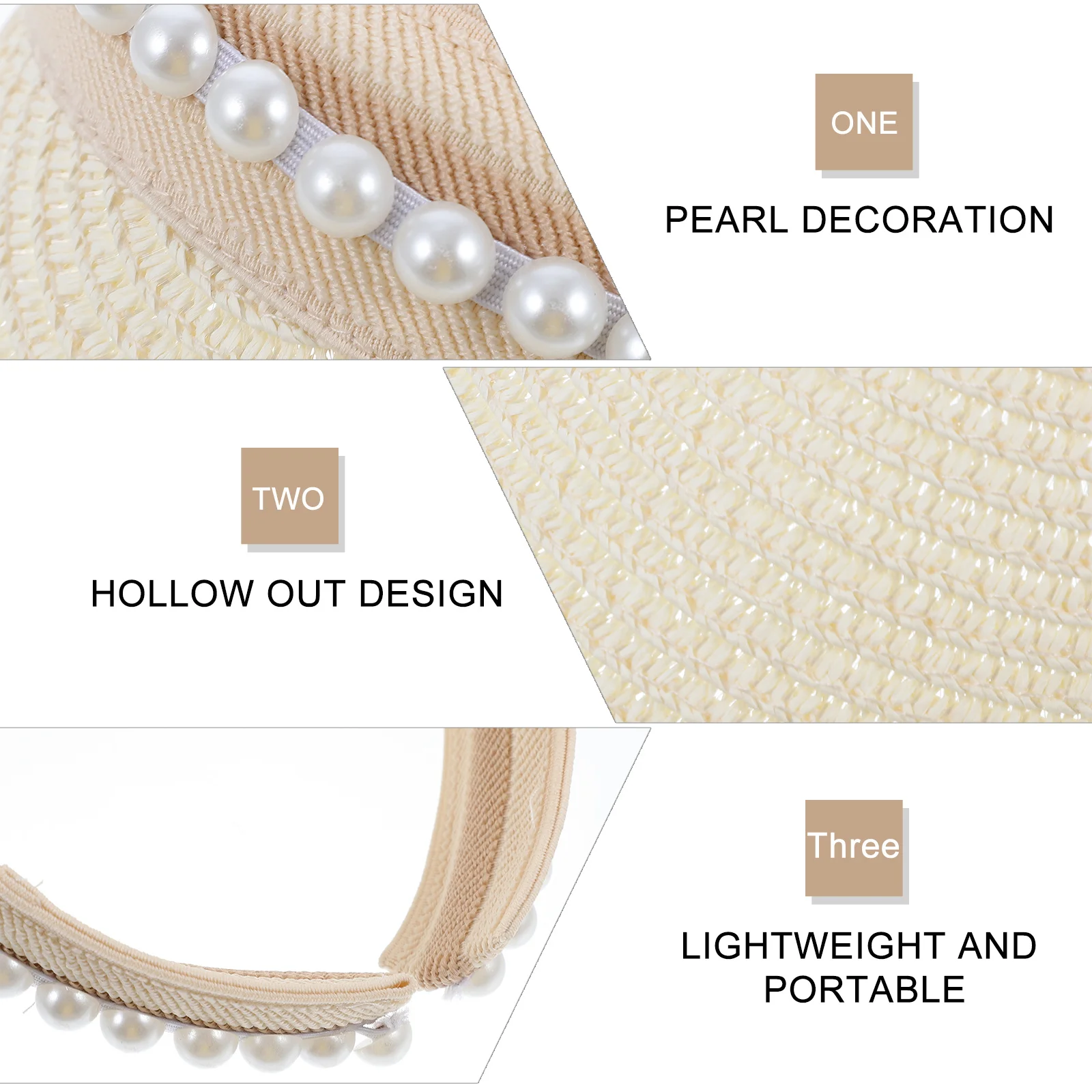 

Hollow Out Pearl Decorations Wide Brim Sun Hats for Women Soft Comfortable Breathable Wear-Resistant Spring Summer Autumn Casual