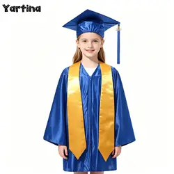 Kids Girls Boys Kindergarten Graduation Gown Cap Preschool Maternity Diploma Uniform Set with Badge Tassel And Graduation Sash