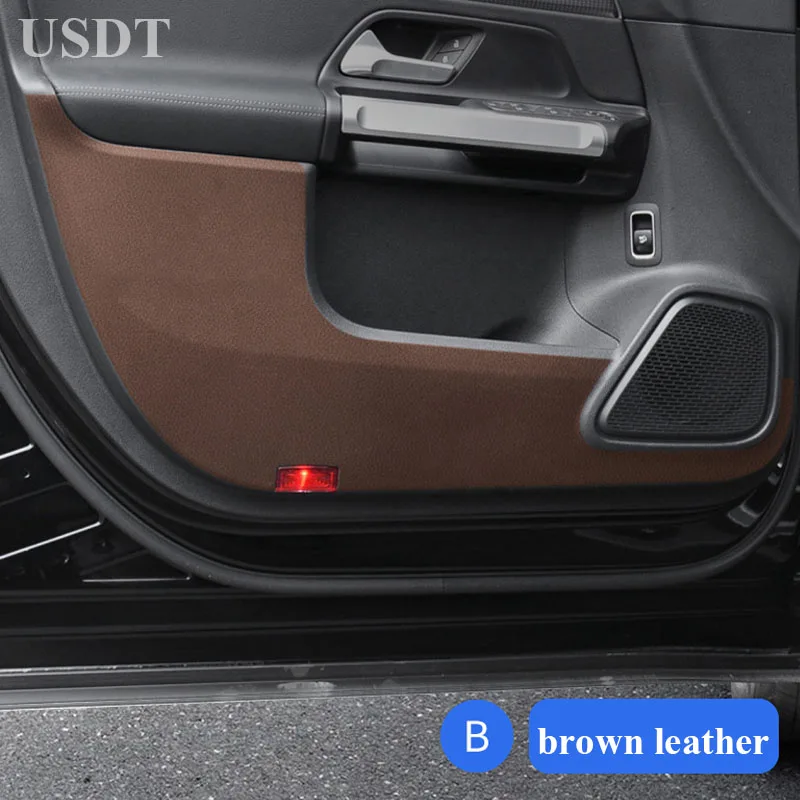 For Mercedes Benz GLB X247 2019 - 2024 Car Door Anti Kick Mat Leather Carbon Fiber Door Sill Protective Sticker Accessories