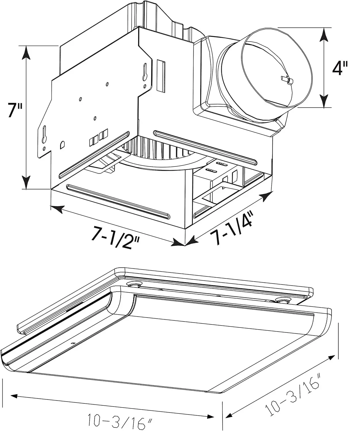 Ventilador de baño 7146-80-MS, luz LED regulable integrada, Sensor de humedad, Ventilación de escape, 1,5 Sones 80 CFM, movimiento inteligente blanco