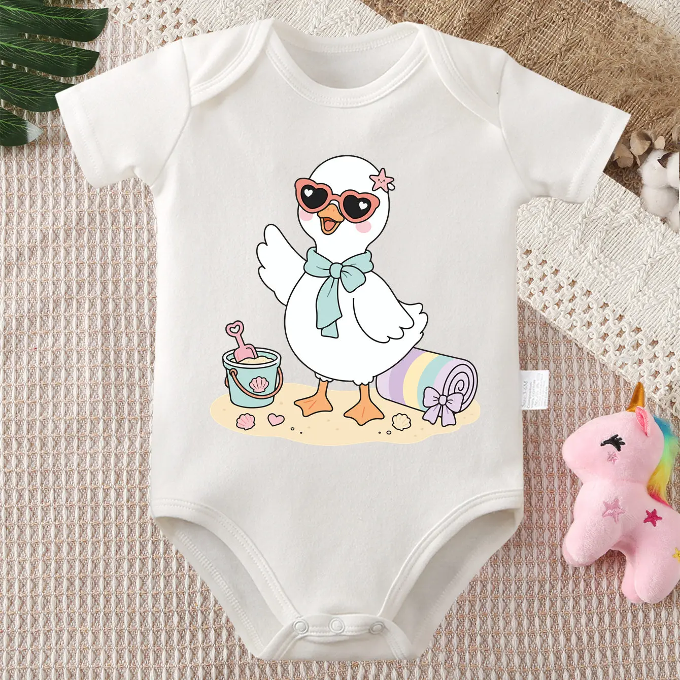 Pure Cotton Onesie Summer Time Happy Holiday Print Bodysuit Comfortable Cloth for Baby Jumpsuit for 0 To 12 Months Newborn
