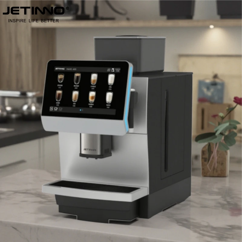 

Jetinno 110V JL31C Fresh Milk Froth System Coffee Machine With Hot Water Spout 10 Inch Touch Screen Coffee Maker For Office