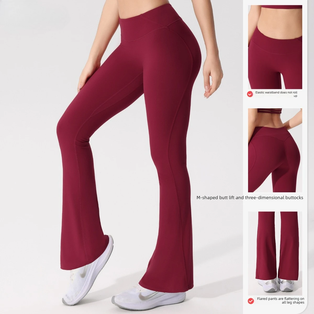 Women High Waist Flared Yoga Pants Scrunch Butt Lift Leggings Stretch Tummy Control Gym Pilates Workout Sports Flare Trousers