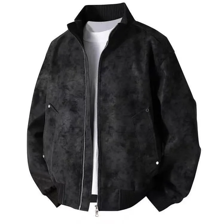 Мужская кожаная куртка Bla, свободная посадка, осень-зима, большой размер 250, американское мотоциклетное бейсбольное пальто из искусственной кожи с воротником-стойкой