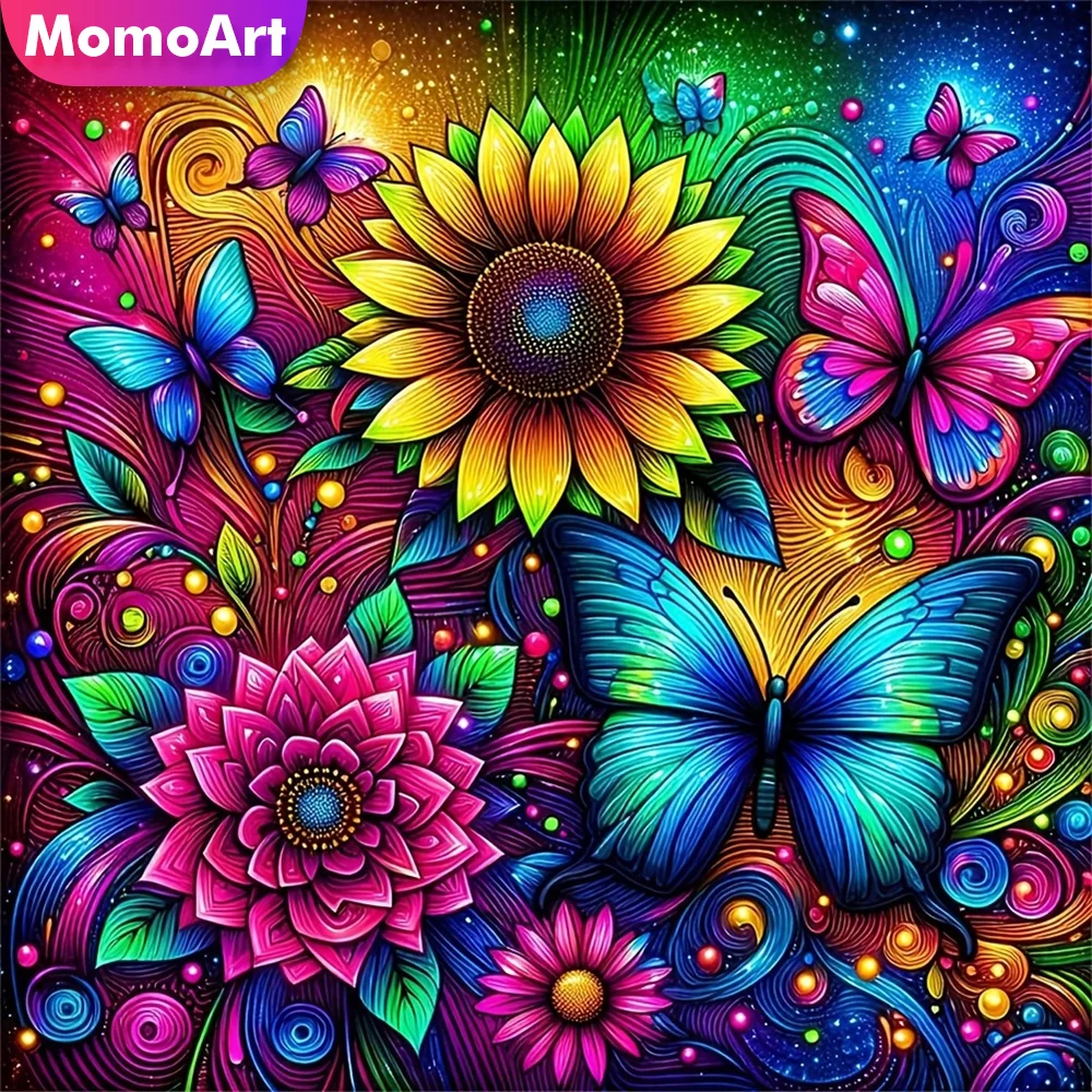 Momoart Neuerscheinung Diamant-Mosaik Schmetterling Tier DIY Geeignet für Anfänger Diamantmalerei Blume Heim Schlafzimmer Wandkunst