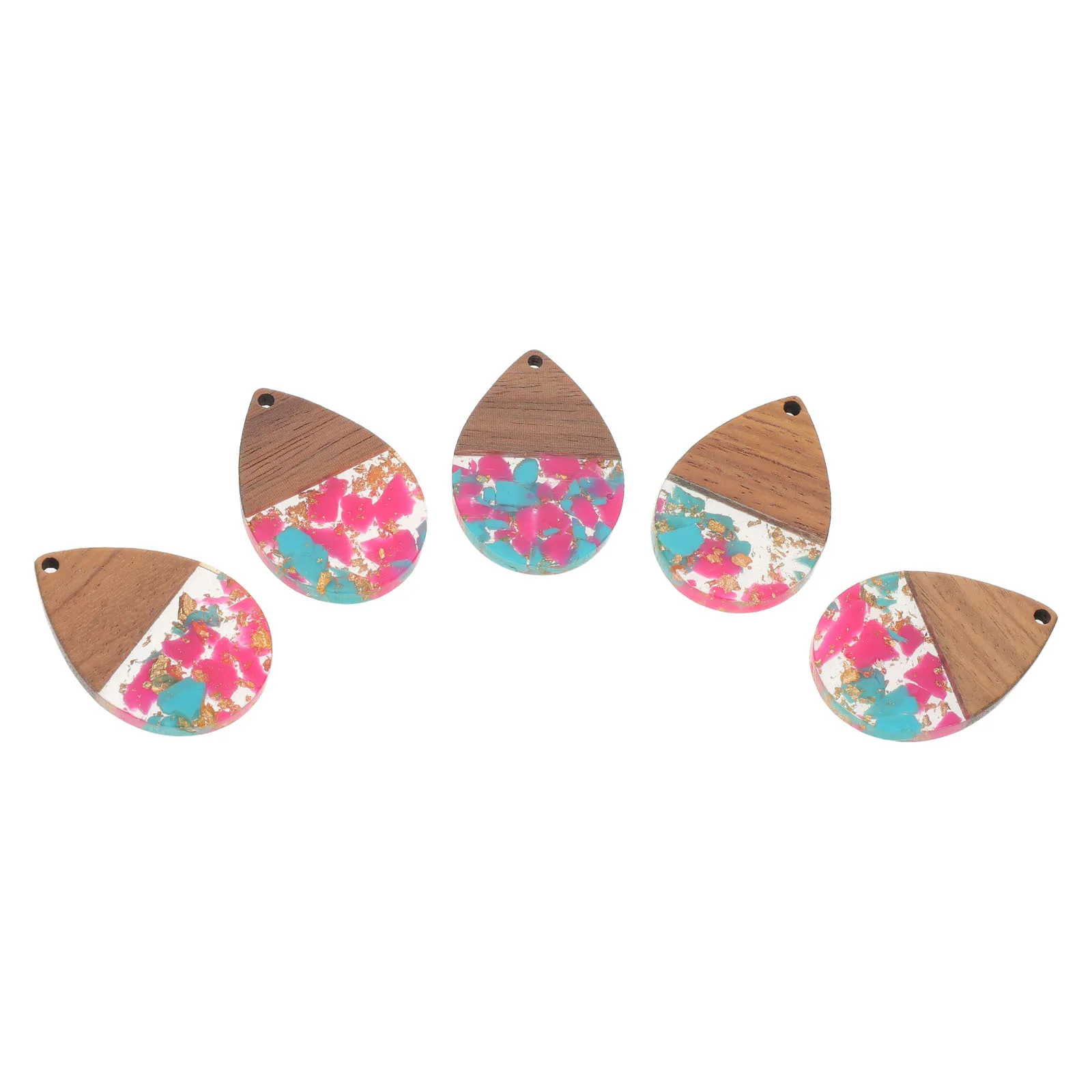 

5Pcs Natural Wood Resin Teardrop Charms Unique Water Drop Shape DIY Earrings Pendants Jewelry Making Supplies Accessories