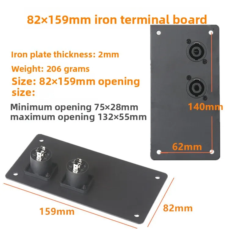 2 stuks aluminium audio-aansluitplaat, dubbele 4-pins XLR-aansluiting, bevestigingsplaat voor luidspreker.