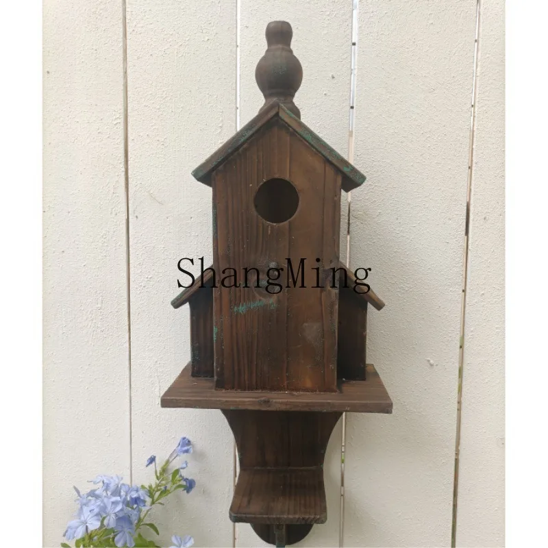 SM Outdoor Garden Wooden Bird House Courtyard Wall Decoration Wall Decoration Villa B & B Balcony Wall Decoration Pendant