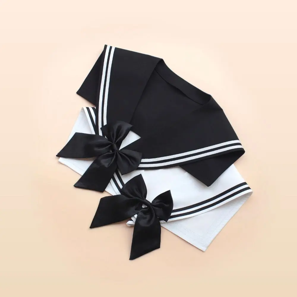 Elegant Cape Striped Sailor Fake Collar White Black Collar Shawl Wraps Cloak Blouse False Collars Female