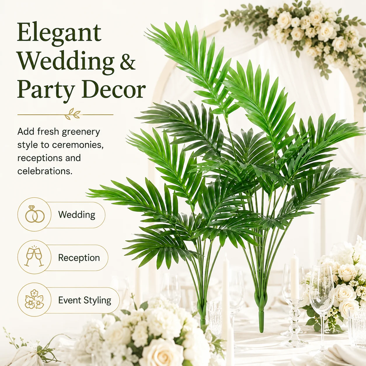 Artificial Palm Fronds, UV-Resistant Faux Tropical Leaves