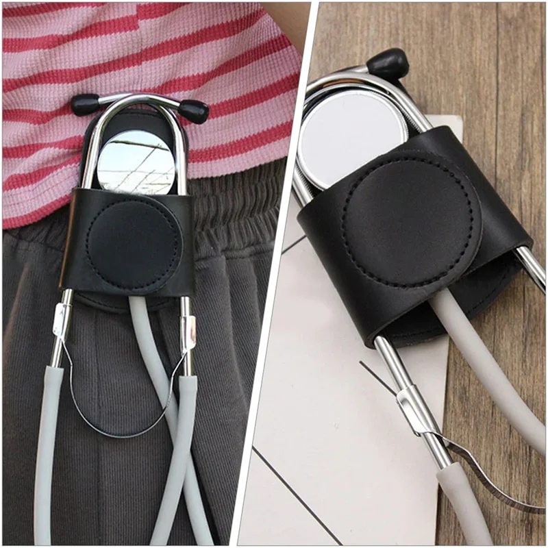 Stethoscope Holder-Stethoscope Clip Hip Holder with Leather Stethoscope Holster for Littmann & Most Stethoscopes