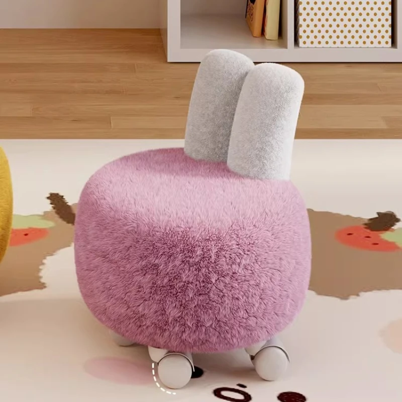 Rolling Stool with Silent Casters, Round Swivel Seat for Home, Cute Multifunctional Chair for Bedroom, Convenient Vanity Stool