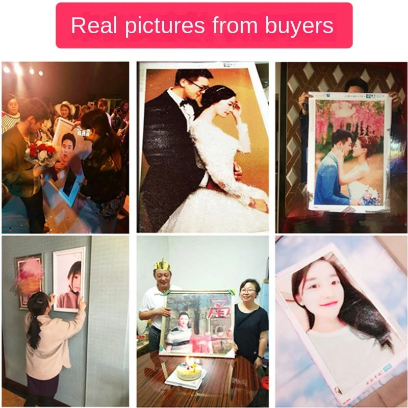 New Full Diamond 5d  Painting Custom Real Person Photo Handmade Diy Point Stick  Stone Applique Cross Stitch