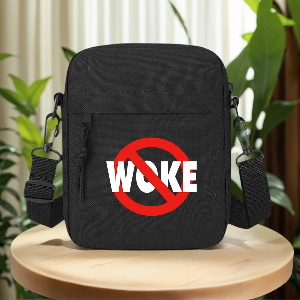 Red circle white letters black background Men Crossbody Bag Single Shoulder Women Cartoon Anime Film Printing Design Unisex