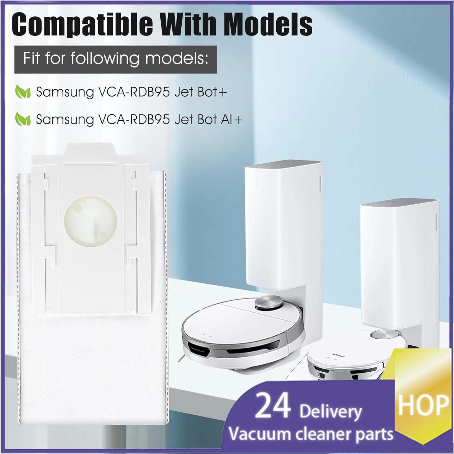 Suitable for Samsung Jet Bot AI + VCA-RDB95 Sweeper Accessories Non-woven bags Dust bags Consumables