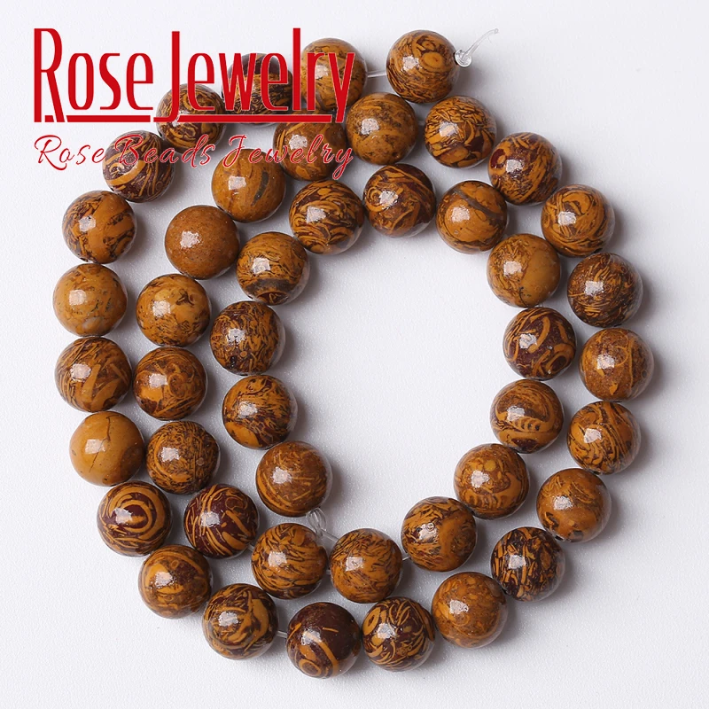 Natural Woodstone Beads Buddhist Prayer Tibetan Stone Round Loose Beads For Jewelry Making DIY Bracelet Necklace 6 8 10 12mm 15\