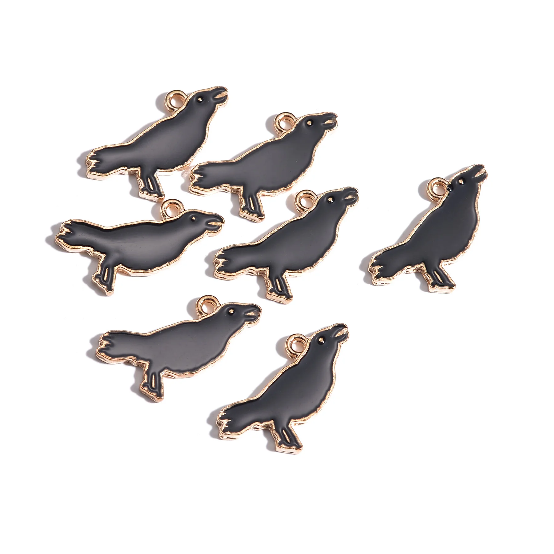 

50Pcs Halloween Style Enamel Crow Charms for DIY Jewelry Making Earring Necklace Bracelet Keychain Pendants Accessories