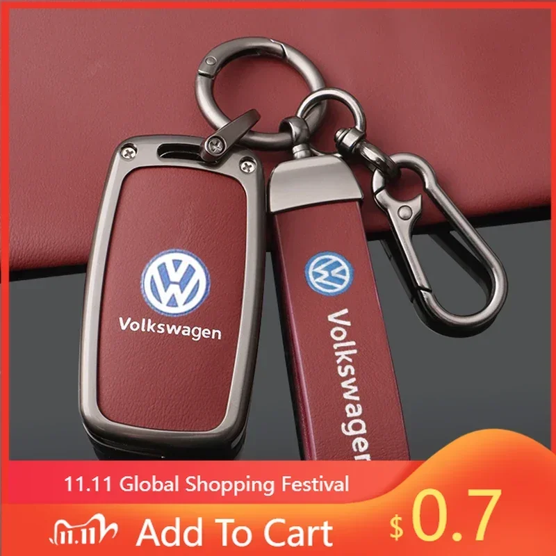 

For VW Fashion Zinc Alloy Leather Car Key Case Cover Shell for VW Volkswagen Polo Tiguan Passat B5 B6 B7 Golf 4 5 6 MK6 Jetta