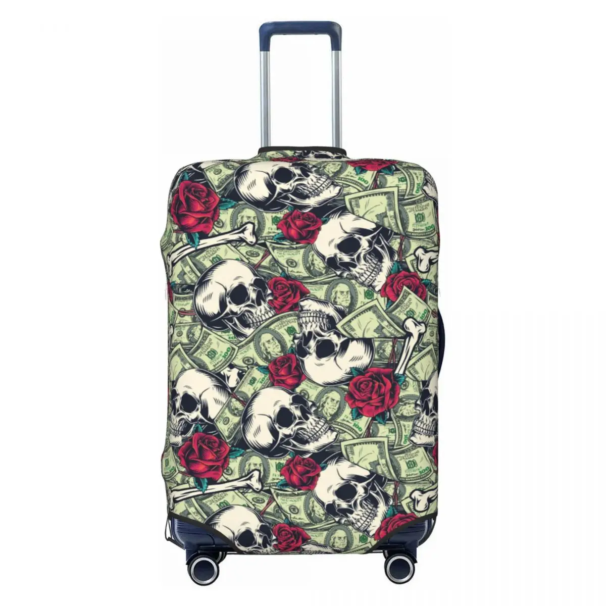 

Чехлы на заказ с черепами и цветами в долларах, чехол для багажа, эластичные защитные чехлы для дорожного чемодана, подходят для 18-32 дюймов