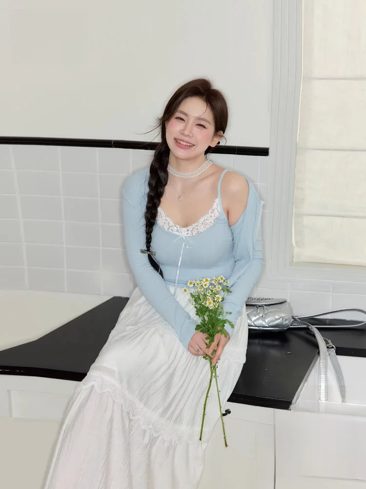 

Комплект женской одежды больших размеров Ele, нежная красивая утягивающая юбка трапециевидной формы с высокой талией, корейская юбка для поездок на работу