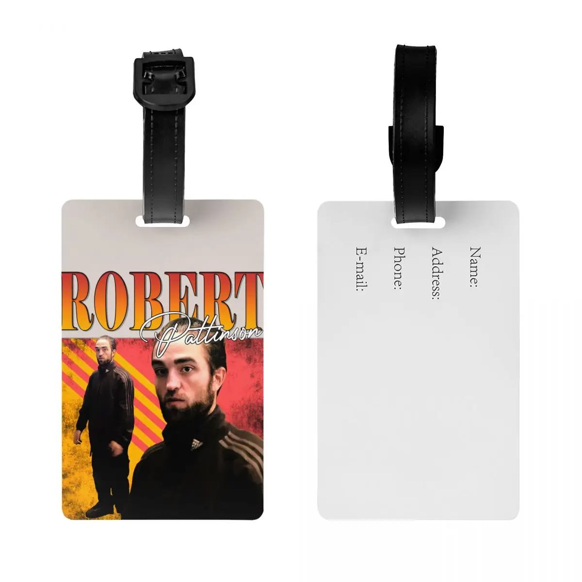 Funny Robert Pattinson Standing Meme Luggage Tag Privacy Protection Rtero Humor Rob Baggage Tags Travel Bag Labels Suitcase