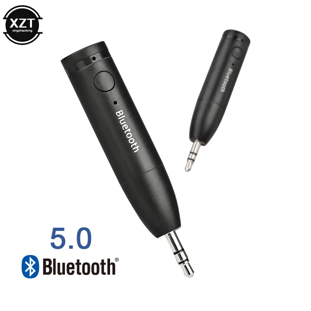 Car Bluetooth Handsfree 5.0 Car Kit Mini 3.5 mm Jack AUX Handsfree Stereo Audio Receiver Adapter for Car Headset Speakers 카오디오