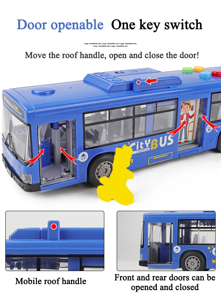 High quality plus size drop-resistant bus bus bus children 3 years old 6 baby simulation inertia bus model toy