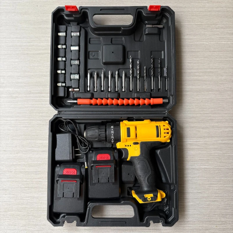 

12V household lithium battery hand drill two power set