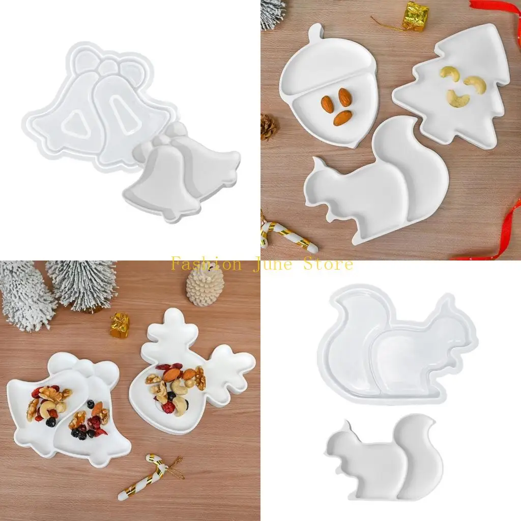 

N5KA Versatile Christmas Sturdy Silicone Tray Mold for Resin Castes Flexible Epoxy Dish Forms Craft Enthusiasts Daily Use