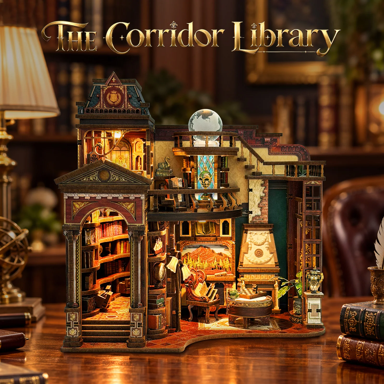 NEW DIY Book Nook Wooden Miniature Model Kits The Corridor Library Bookend 3D Puzzle for Friends Birthday Gifts