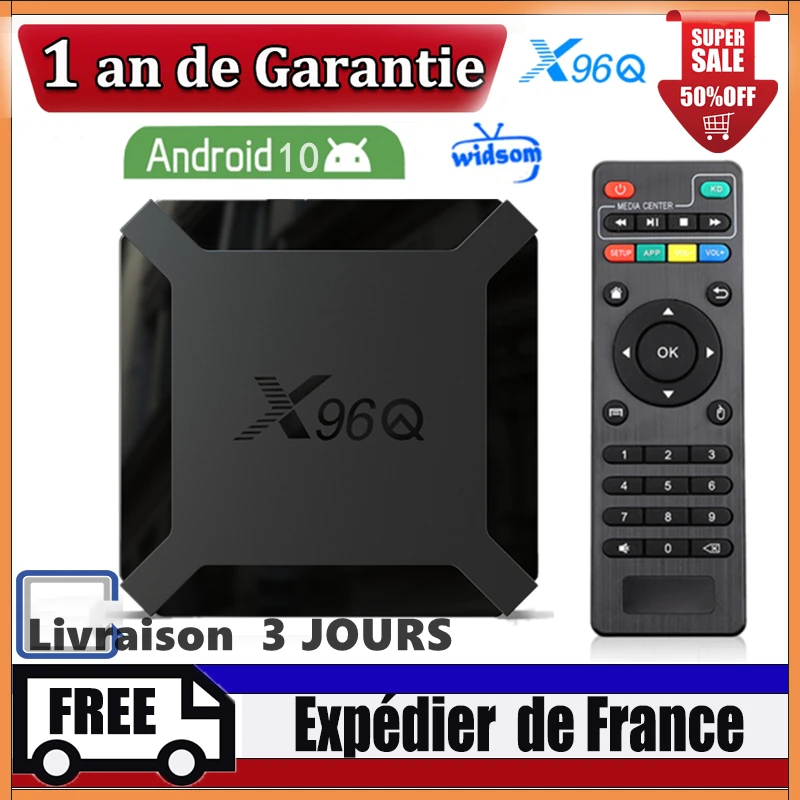 

Best X96Q Android 10.0 Tv Box TV Box 1G 8G 2G 16G X96 Allwinner H313 Smart tv set top Box m3u ship from France